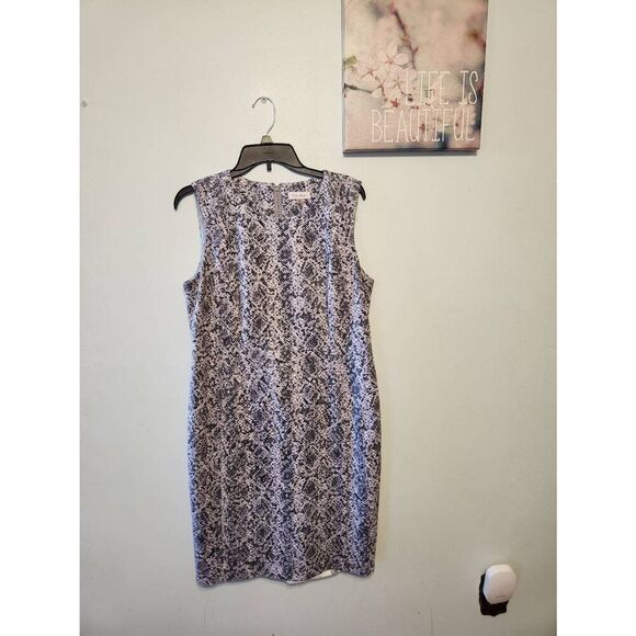 Calvin Klein Womens Size 14 Faux Snakeskin Sheath Career Dress With Gold Zipper - Picture 1 of 4